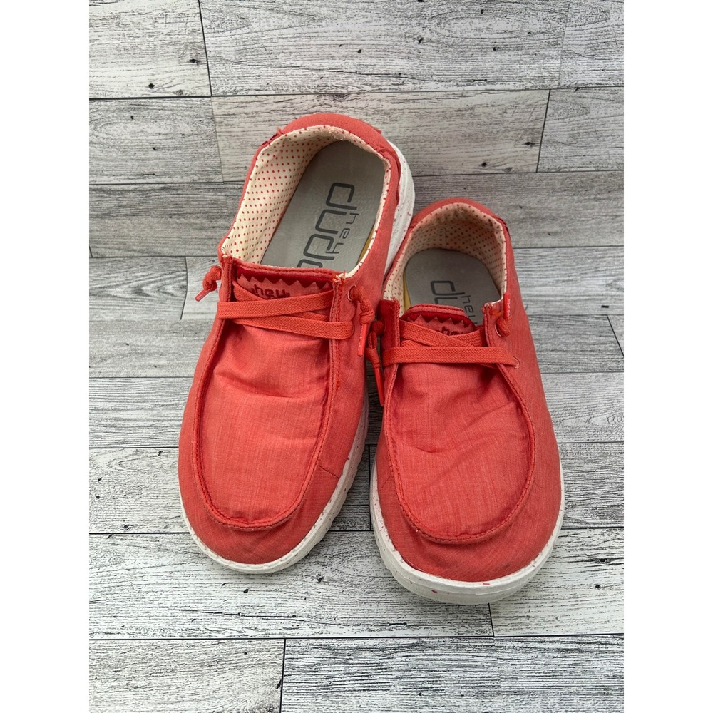 Hey Dude Wendy Inca Poppy Red Slip On Loafers Shoes Women Size 7 121417123